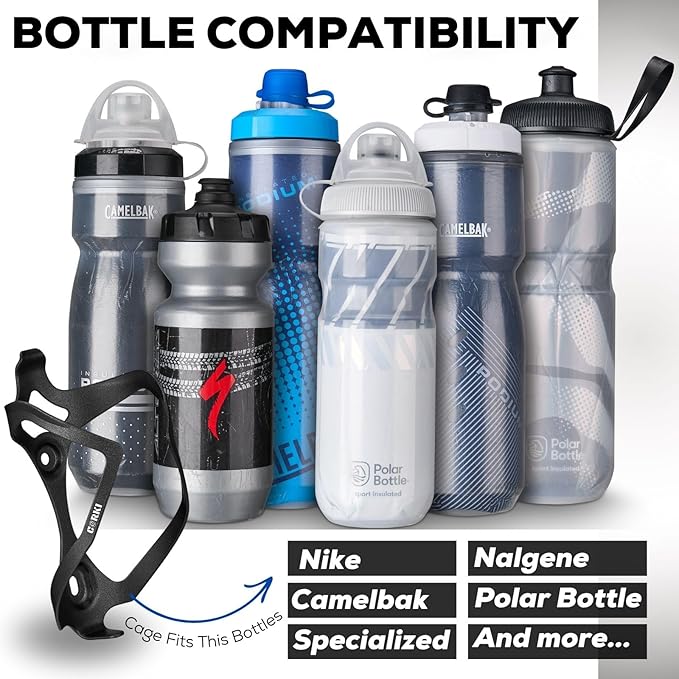 Bike Water Bottle Holder Bicycle Cage for Mountain Road MTB Gravel Adult Bikes Cycling Universal Carrier Rack 2 Pack Aluminum Alloy Ultralight Kettle Drink Accessories Black