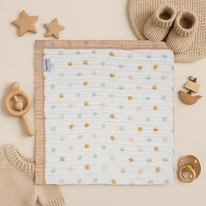 Organic Cotton Muslin Baby Blanket for Boys & Girls - Luxurious Soft Toddler Quilt for Swaddling - Gender Neutral Blanket - Baby and Toddler Gift - Neutral Dot