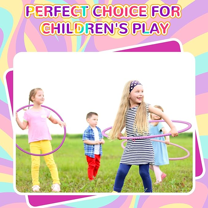 Libima 16 Pcs Toy Color Hoop for Kids, Detachable Adjustable Light Weight Plastic Colored Hoops Toy Circles for Party Games, Dance, Dog Agility