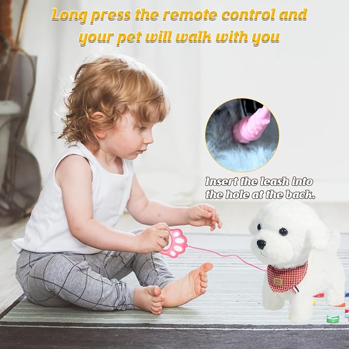 Puppy Toys for Kids, Toy Dogs That Walk and Bark, Walking Dog Toy for Kids with Leash, Interactive Stuffed Puppy with Remote Control, for Girls and Boys Aged 3-7 Year Old