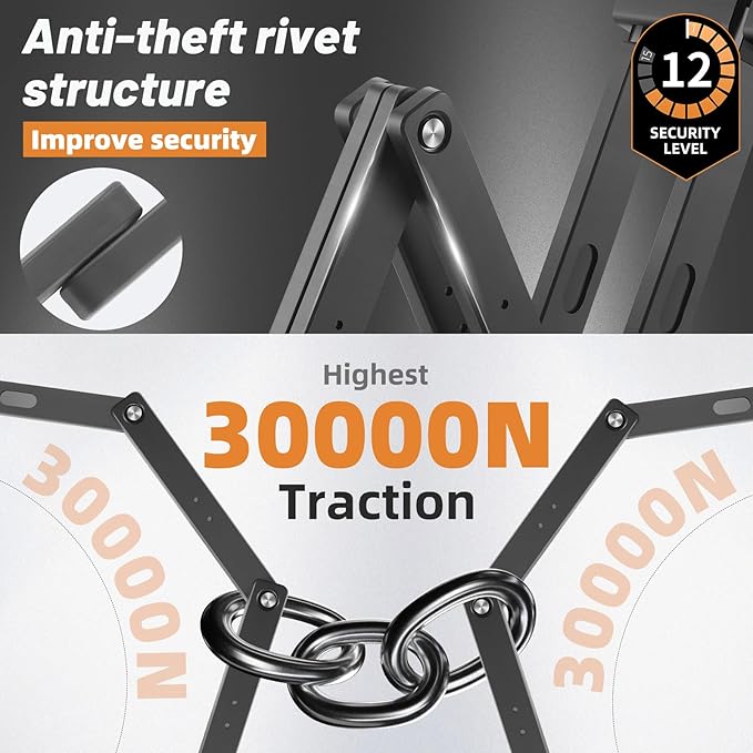ICOCOPRO Folding Bike Lock, 3.28 FT Heavy Duty Bike Locks with Bracket & 3 Keys, High Security Anti Theft Bike Chian Lock for E Bike Scooter, MTB, Racing Bike, Motorcycle (Black)