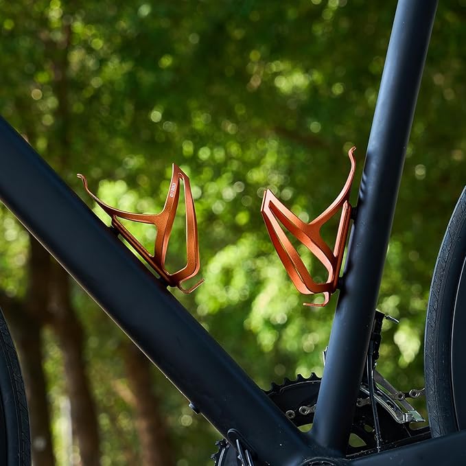 Corki Cycles Bike Water Bottle Holder Aluminum Alloy, Universal Bike Water Bottle Cage for Road, Mountain and Gravel Bikes -2 Pack - Orange