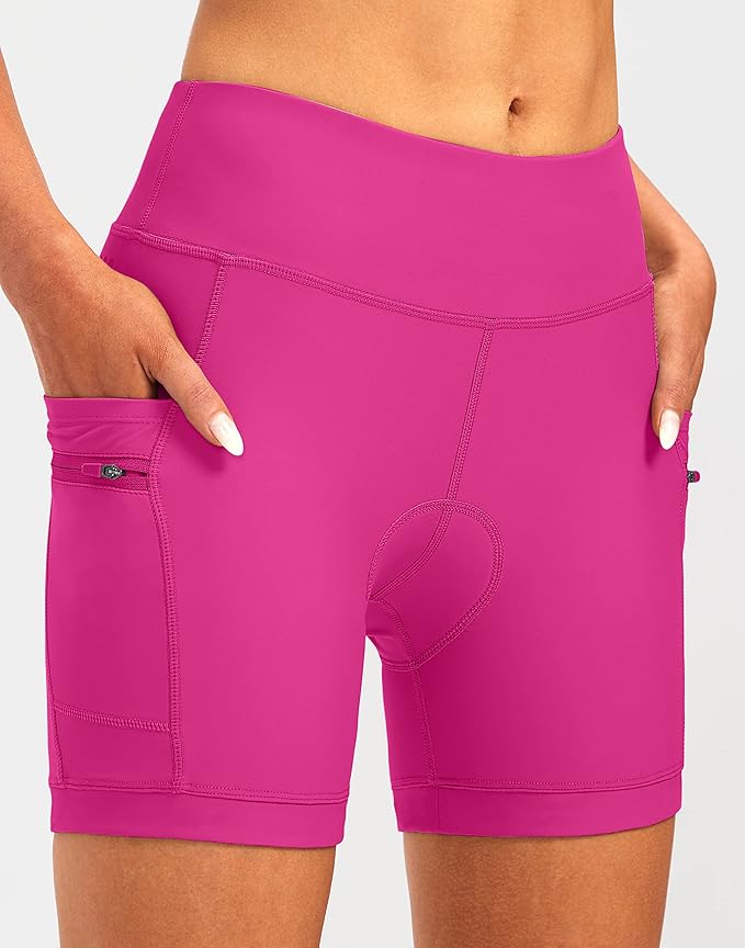 Women's 4D Padded Bike Shorts 5"/7" Riding Underwear Cycling Bicycle Road Biking Cycle Shorts for Women Zipper Pockets
