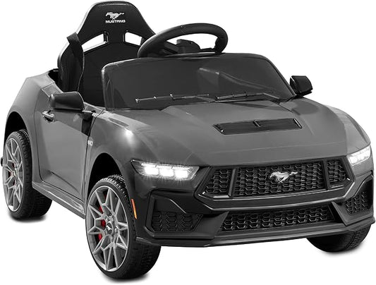 Best Choice Products Kids 12V Electric Ride On Car Officially Licensed Ford Mustang w/Parent Control, LED Lights, 2 Speeds, Bluetooth - Gray