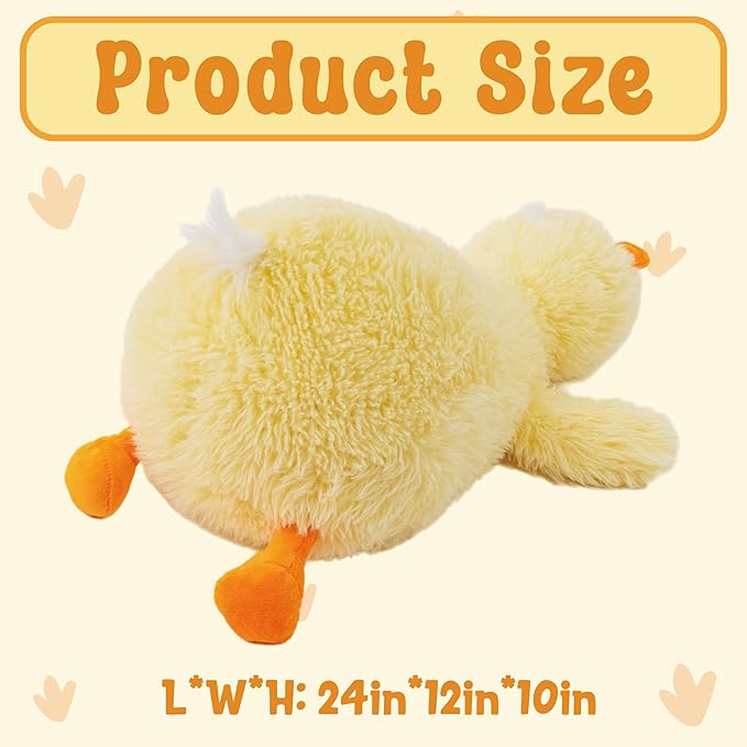 24" Yellow Duck Stuffed Animals, Soft Duck Plush Toys, Ducking Stuffed Animal, Fluffy Stuffed Animals, Cute Farm Plush Toy for Kids Adults Pets on Birthday Christmas