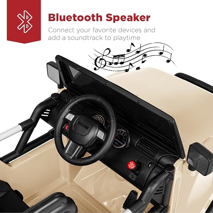 Best Choice Products Kids 12V Ride On Truck, Battery Powered Toy Car w/Spring Suspension, Remote Control, 3 Speeds, LED Lights, Bluetooth - Sand