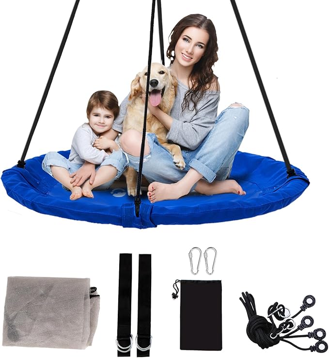 SkyBound 40inch Tree Swing Saucer Swing - 600LB Weight Capacity - Outdoor Swing with Hanging Straps - Waterproof Tree Swings for Kids - Tire Swings for Trees - Durable Flying Swing Seat for Children