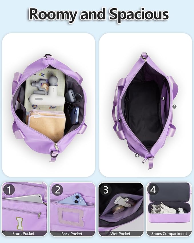 Gifts for Teenage Girls,Hospital for Women Labor Delivery Duffle Bag, Large Clinical Nurse Nursing Mommy Baby Bag,Personalized Initial Carry On Travel Duffel Bag for Kids Teenage Ladies-Purple A