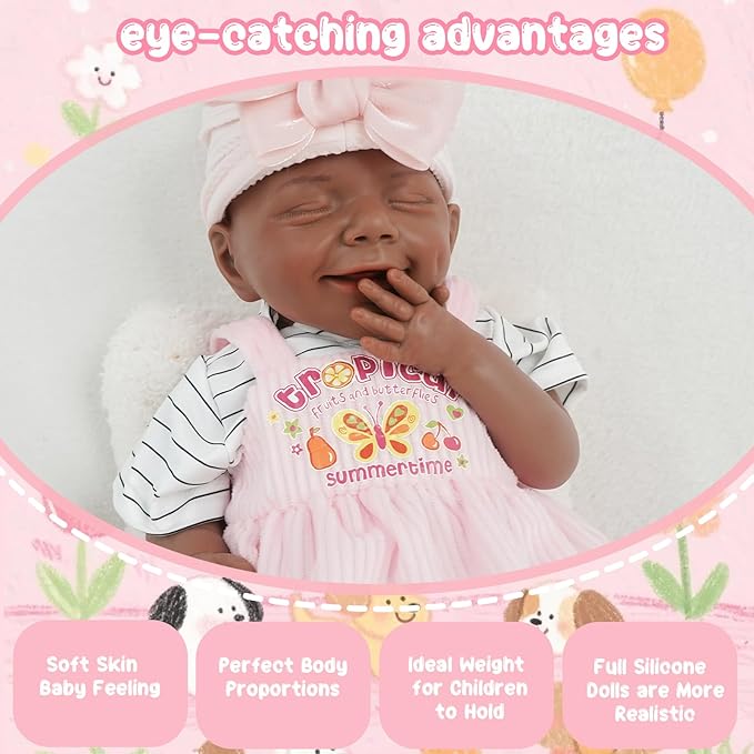 17.72 in Full Silicone Reborn Baby Dolls, 1:1 Lifelike Newborn Dolls Non Vinyl Realistic Reborn Toddler Dolls Boy Washable Sleeping Doll