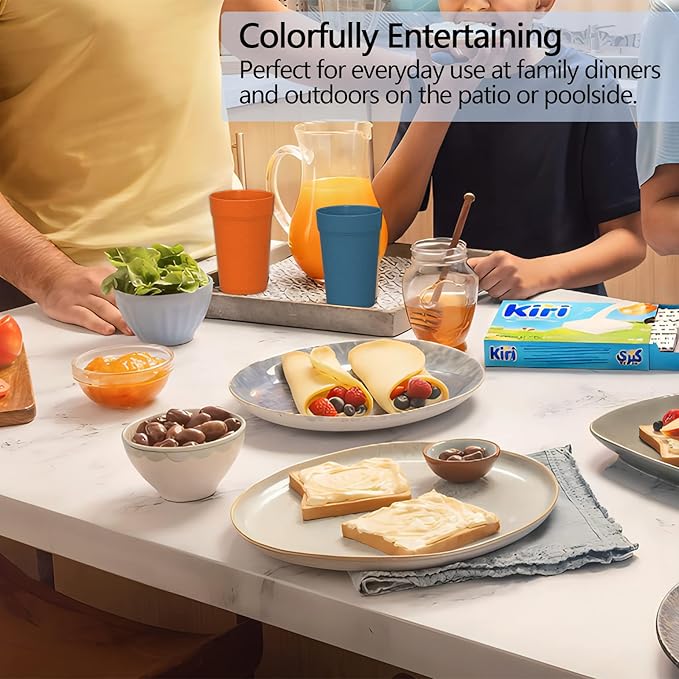 Homestockplus 16 Oz Unbreakable Drinking Reusable Cup Wheat Straw Cups Dishwasher and Microwave Safe Water Glasses BPA Free E-Co Friendly Tumbler Cups【Set of 8】