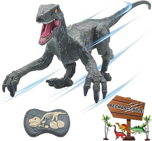 Remote Control Dinosaur Toys for Boys Kids Girls 3 4 5 6 7 8 Electronic RC Robot Toy Walking Roaring Velociraptor Realistic 18.1" Jurassic Dino Rechargeable Raptor Blue Birthday Gift