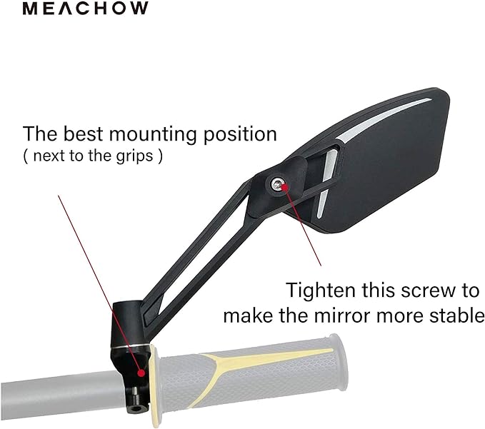 MEACHOW New Scratch Resistant Glass Lens,Handlebar Bike Mirror, Adjustable Safe Rearview Mirror, Bicycle Mirror,ME-003