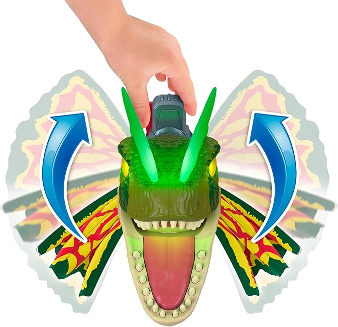 Fisher-Price Imaginext Jurassic World Dinosaur Toy Thrash Attack Dilophosaurus 16+ Inch with Lights & Sounds for Pretend Play Kids Ages 3+ Years