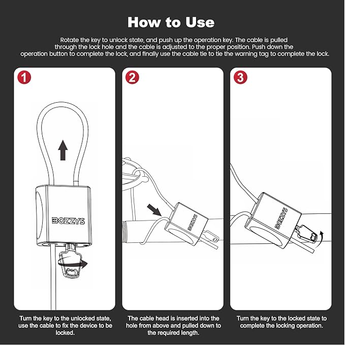 Adjustable Cable Locks with 3 Keys | L 6.56ft x D 1/6in Aluminum Steel Cable Padlock for Bikes, Gate, Lockers & Outdoor Gear | Keyed Different & Red