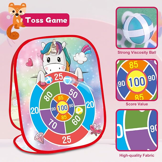 Bean Bag Toss Game Outdoor Toys for Kids-Cornhole Board-Family Party Tic Tac Toe Toys 5-in-1 Outside Yard Backyard Lawn Beach Games Toy for Ages 3 4 5 6 7 8 Year Old Girs Boys Christmas Birthday Gift