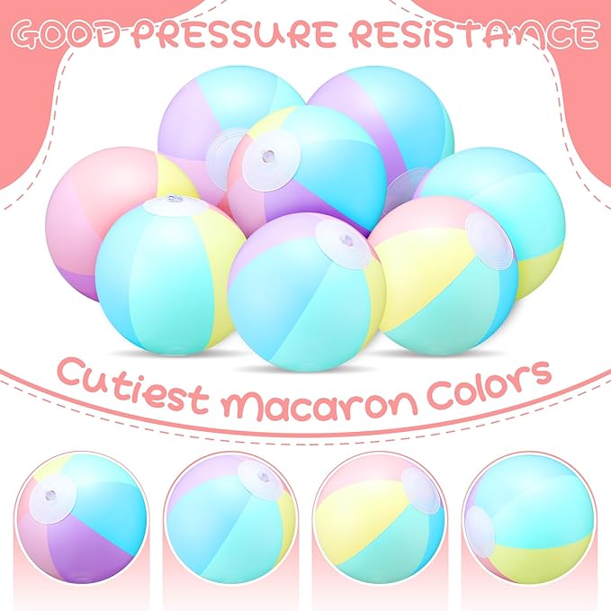 24 Pcs Inflatable Beach Balls Bulk Pastel Color Jumbo Big Macaron Beach Balls for Adults Summer Swimming Pool Water Games Party Favor(12 Inch)