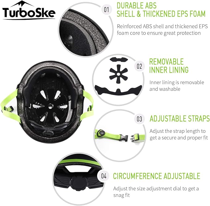 Skateboard Helmet, BMX Helmet, Multi-Sport Helmet, Bike Helmet for Kids, Youth, Men, Women