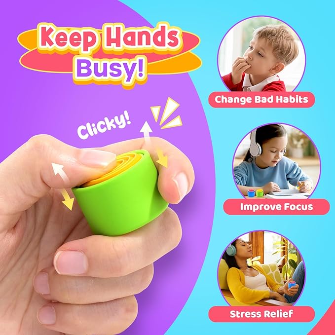 Sensory Fidget Toys for Kids Adults: 3 Pack Textured Fidget Clickers for Anxiety Relief, Sensory Toys for Autism ADHD Kids Calming, Button Fidget Toys for Office, Classroom Prizes, Stocking Stuffers
