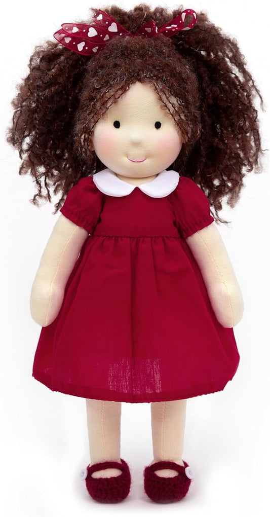 BlissfulPixie Waldorf Doll Handmade Rag Doll - Personalized Collectors Plush Doll for Kids Birthday Present with Beautiful Present Box-Eleanor 12"