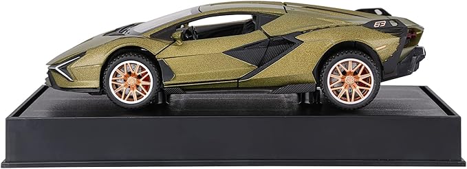 SASBSC Lamb Toy Cars for Kids Sian Diecast Metal Model Car with Light and Sound Fkp3 Pull Back Toy Car for Boys Age 3 + Year Old (Army Green)