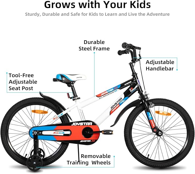 JOYSTAR New Berry Kids Bike for Boys and Girls Ages 3-12 Years Old, 12 14 16 Inch Kids Bicycles with Training Wheels, 20 Inch Bike with Kickstand, Multiple Colors