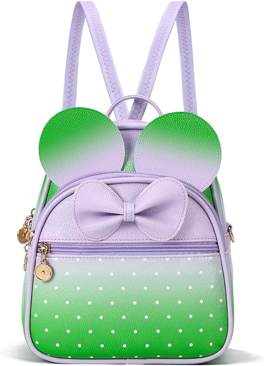 KL928 Girls Mini Backpack Bowknot Polka Dot Cute Small Daypacks Convertible Shoulder Bag Purse for Women