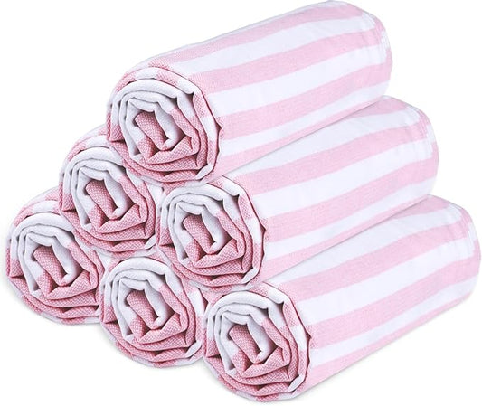Urban Villa (Set of 6, 36x72 Inches Turkish Beach Towel Oversized Absorbent Extra Large - Sand Free Quick Dry Bath Towels - Lightweight Travel Cruise Camping Spa Towels - Pink