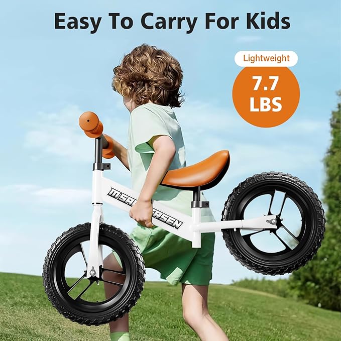 Colorful Lighting 12 Inch No Pedal Balance Bicycle Bike， for Kids,Age 24 Months to 5 Years Old， Lightweight Steady Balancing Bike with Adjustable Handlebar&Seat,Birthday Gift for 2 3 4 5 Year Old.
