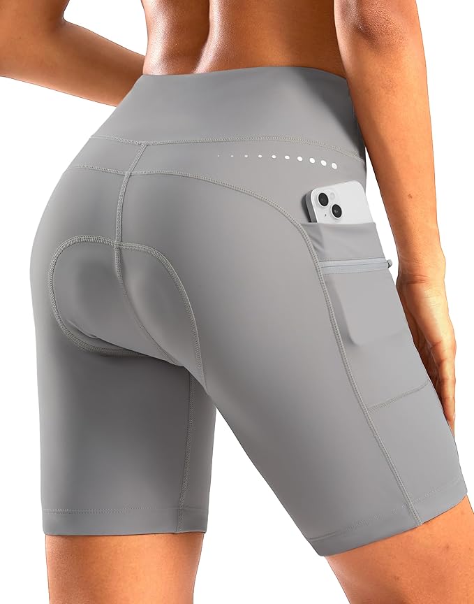 Women's 4D Padded Bike Shorts 5"/7" Riding Underwear Cycling Bicycle Road Biking Cycle Shorts for Women Zipper Pockets