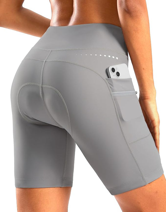 Women's 4D Padded Bike Shorts 5"/7" Riding Underwear Cycling Bicycle Road Biking Cycle Shorts for Women Zipper Pockets