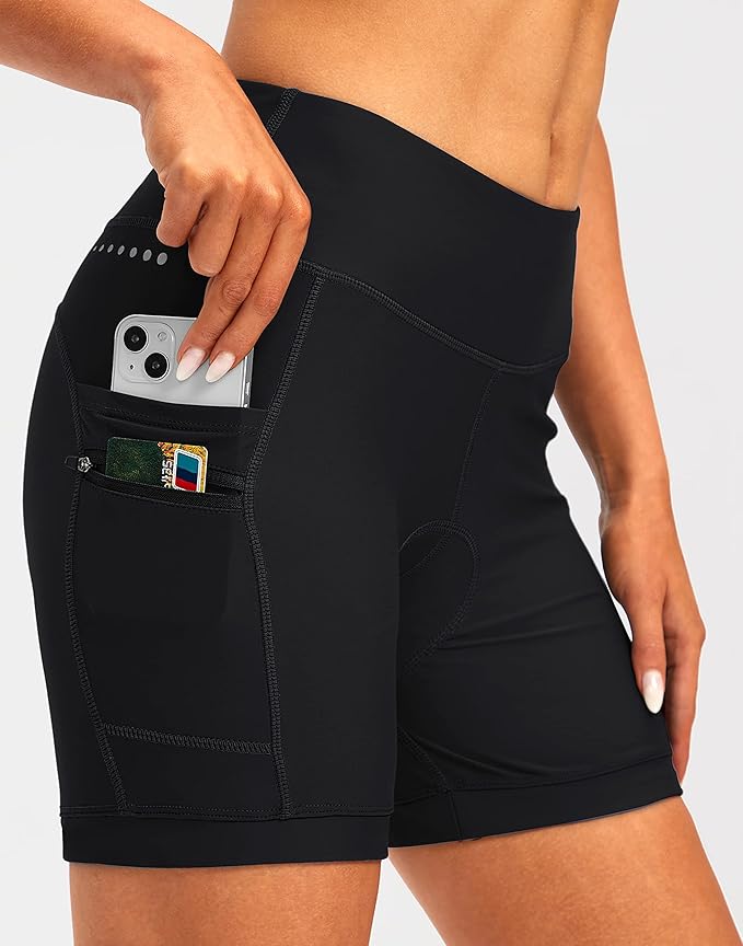 Women's 4D Padded Bike Shorts 5"/7" Riding Underwear Cycling Bicycle Road Biking Cycle Shorts for Women Zipper Pockets