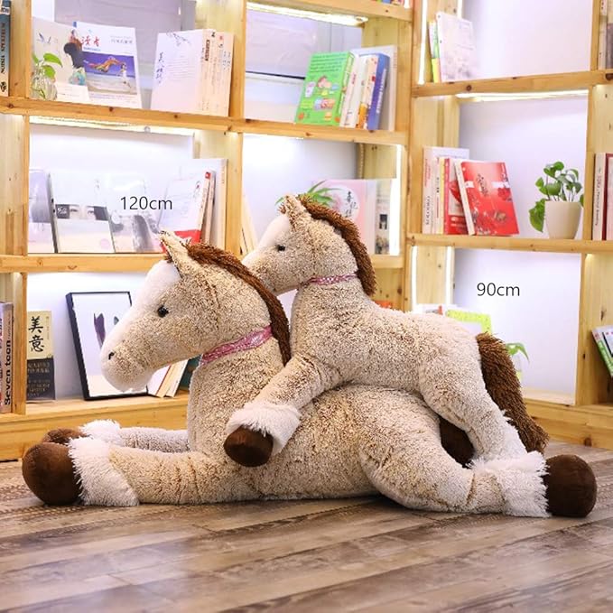 Large Horse Stuffed Animal Plush Toy,Giant Pony Unicorn Plush Doll Gifts for Kids,Valentines,Christmas 47.2"