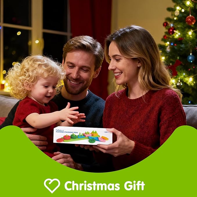 hahaland Silicone Blocks for Toddlers 1-3 - Montessori Toys for 1 Year Old Sensory Toys, Color Sorting and Stacking Toy Soft Textured Educational Learning Toddler Baby Toys 1 Year Old Boy Girl Gifts