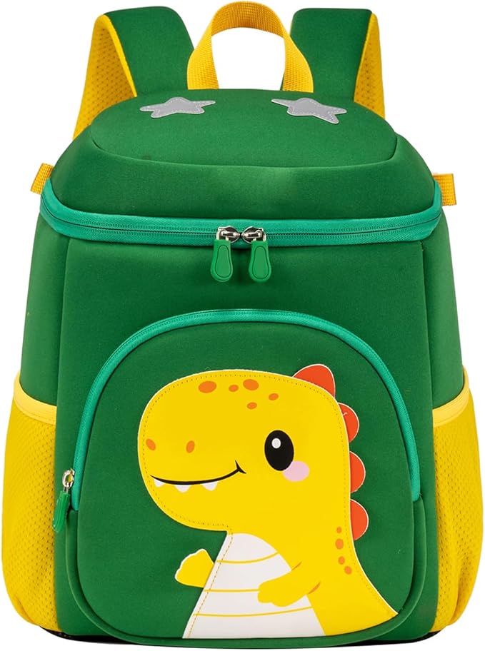 kids schoolbag with diving fabric and breathable pads - lightweight reflective backpack for boys and girls (green, Small)