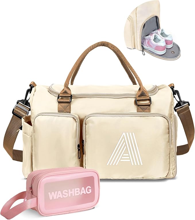 Girls Gifts for Kids, Initial Gym Bag for Girls, Kids Travel Duffle Bag Duffel Sports Bag, Personalized Weekender Bag