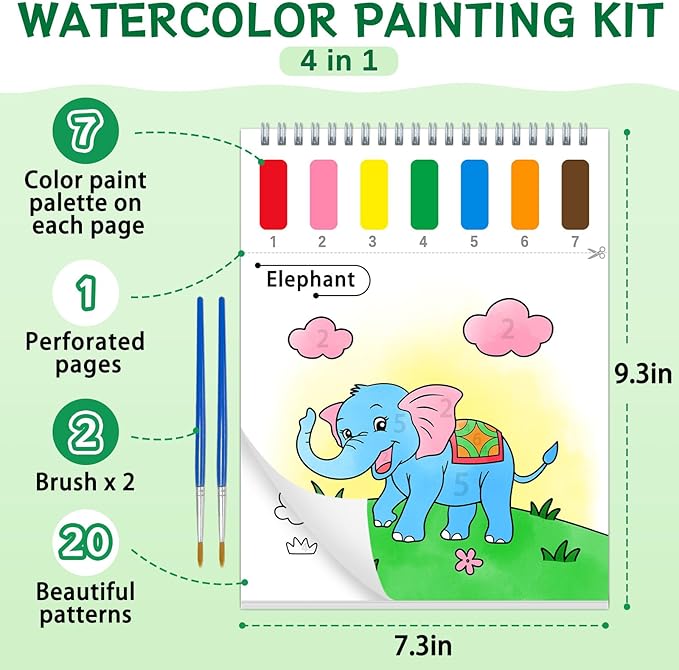 Paint with Water Coloring Books for Toddlers,Animal Theme Mess Free Watercolor Painting Papers for Kids Water Color Paint Kit Art Craft Gift for Ages 1-3, 4-8