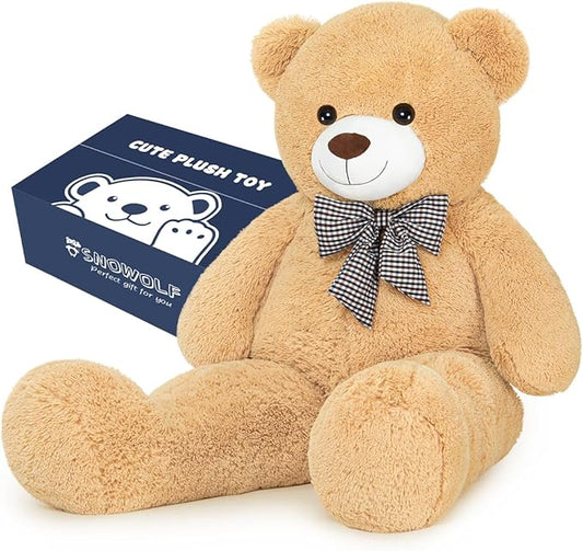Giant Teddy Bear 55" Stuffed Animals Plush Toy, Cute Life Size Big Soft Bear for Boy Girl Birthday Valentine Mother's Day, 7 LBs, 140 CM, Lihgt Brown