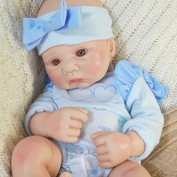 16.14 in Full Silicone Reborn Baby Dolls, 1:1 Lifelike Newborn Dolls Non Vinyl Realistic Reborn Toddler Dolls Boy Washable Sleeping Doll