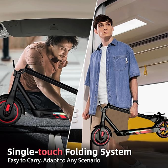 Electric Scooter Adults, 500/600W Motor, 28 MPH Top Speed,10" Vacuum Big Tires, Foldable E-Scooter with App Control & Disc Braking System for Smart APP Contro