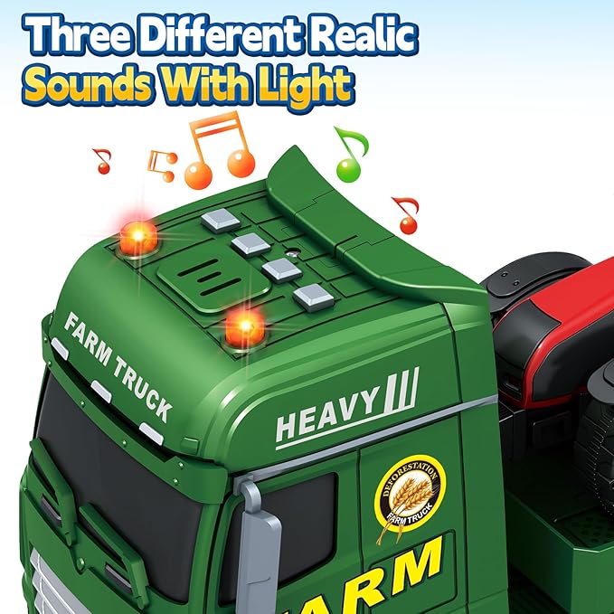 SpringFlower Toddler Boy Truck Toys, 25" Large Farm Vehicles Truck Toy with Tractors,3 in 1 Farm Boy Vehicle, Christmas Birthday Gifts for Kids 3 4 5 6 Years Old