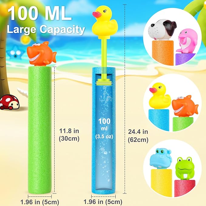 Water Guns, Water Squirter Gun 40 Ft Range Swimming Pool Beach Summer Party Outdoor Water Toys for Kids Age 4-12 Water Blasters for Teens Adults (animal-6pcs)
