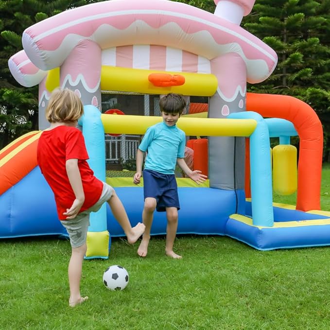 Kids Inflatable Bounce House,Indoor Bouncy Castle for Backyard,Small Bounce House with Slide,Outdoor Jumping House with Ball Pit