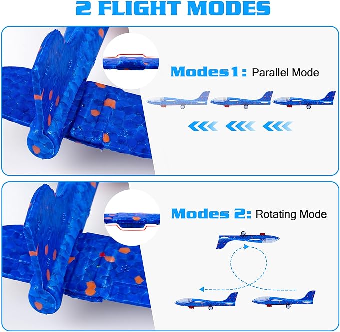 6 Pack Airplane Launcher Toys, 2 Flight Modes LED Foam Glider Catapult Plane, Outdoor Flying Toy for Kids, Birthday Gifts for Boy Girl 4 5 6 7 8 9 10 11 12 Year Old, B-Day Party Supplies