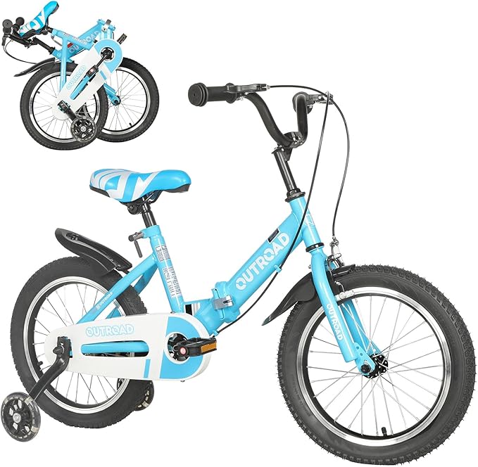 Outroad Kids Bike for Boys Girls Age 3-9 Years Old, 14 16 18 Inch Kid's Bike with Training Wheels, Children Bicycles for Toddler, Blue and Red