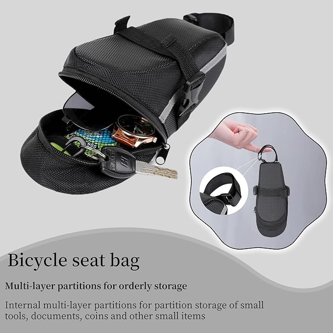 2 Pack Cycling Bag,Bicycle Saddle Bag,Mountain bike bag,Bike Seat Bag With reflective for a Safety ride Seat Bag, Bike Bag,bike bags for Mountain Road Bikes