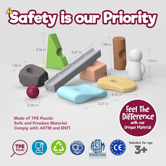 Taksa Toys Nature-Inspired Learning Toys, Resources Preschool Educational Stacking Blocks for Kids, Montessori Toys for 3 4 5 6 7+ Year Old Sensory Outdoor/Indoor Learning Classmate Pack 216 Pcs