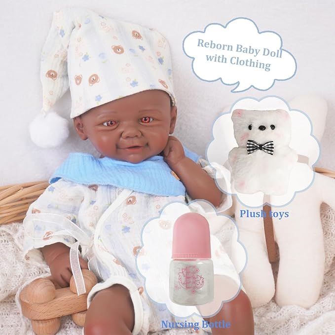 16.93 in Full Silicone Reborn Baby Dolls, 1:1 Lifelike Newborn Dolls Non Vinyl Realistic Reborn Toddler Dolls Boy Washable Sleeping Doll
