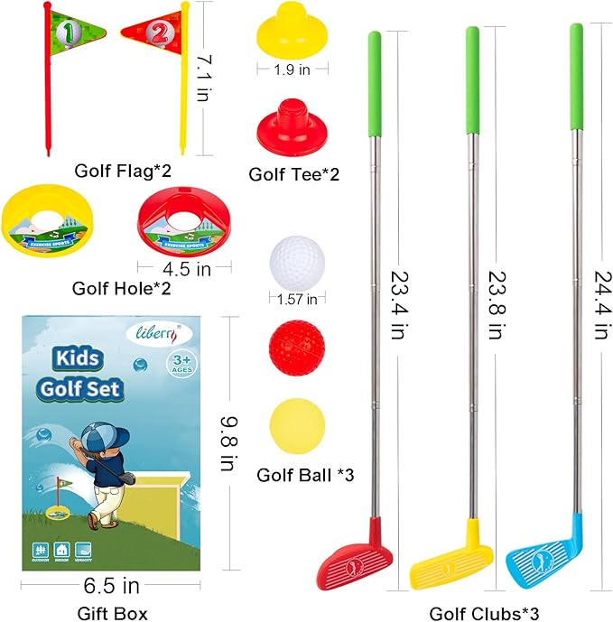Liberry Kids Golf Club Set, Retractable Toy Golf Clubs for Toddlers, Mini Golf Set for Children Age 2 3 4 5 Years Old