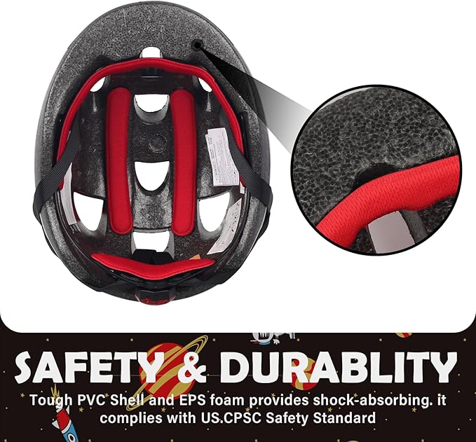 Kids Toddler Bike Helmet, Adjustable Boys Girl Helmets from Baby to Children(Age 1-8), Multi Sports for Bicycle Skate Scooter with LED Light