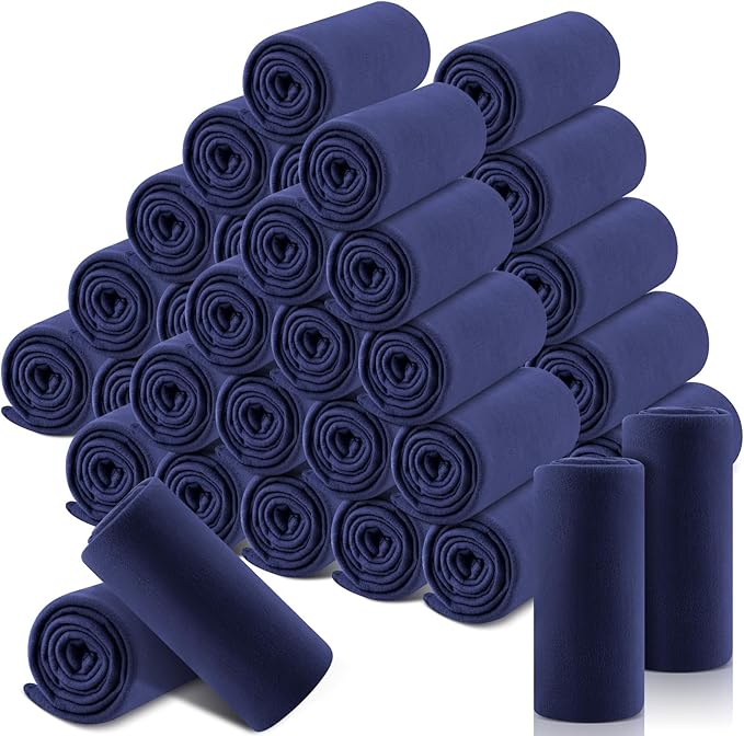 Newwiee 100 Pcs Fleece Throw Blankets Bulk Outdoor Wedding Guest Gifts Soft Lightweight Sleepover Lap Blankets Pet Home Sofa Couch Office Donation Homeless, 50 x 60 Inch (Blue)